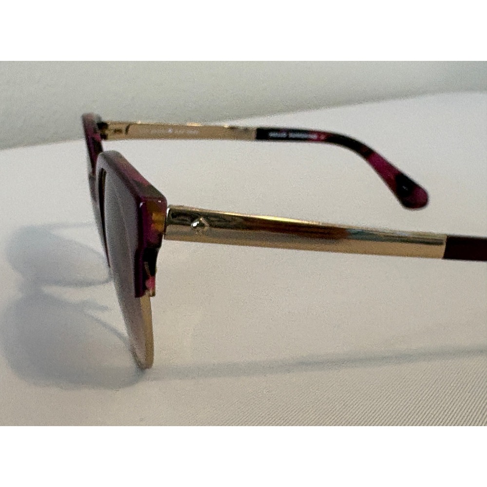Kate Spade Hello Sunshine Dark Purple Gold Round Gradient Cat Eye Sunglasses - Picture 6 of 15